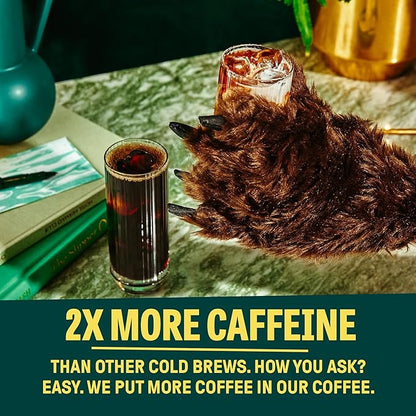 Wandering Bear Organic Cold Brew Coffee Variety Pack - Extra Strong, Bold, Smooth, Unsweetened, Shelf-Stable, Ready to Drink, Iced Cold Brewed Coffee Drink - 32 fl oz (3pk - Vanilla, Black, Mocha)