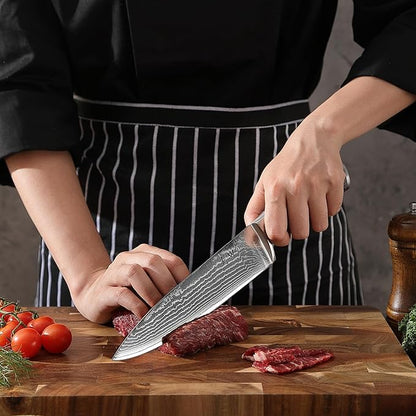 Wakoli EDIS Damascus 5-Piece Knife Set – Japanese Style Kitchen Knives | Genuine Damascus Steel Blades with VG10 Core | Ergonomic Micarta Handles | Professional Chef Knife Set in Gift Box