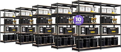HOMEDANT 5-Tier Laminated Boltless Heavy Duty Metal Shelving Unit Adjustable Garage Storage Utility Rack Shelves Organization Shelf Warehouse Industrial 39.8" W x 18.2" D x 71.3" H 10Pack