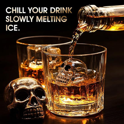 Ice Cube Tray Skull Shaped Silicone Ice Cube Molds Essential Bartender Accessory for Whiskey Cocktail Bourbon Lovers Eco Friendly Ice Cube Tray(2Pcs）