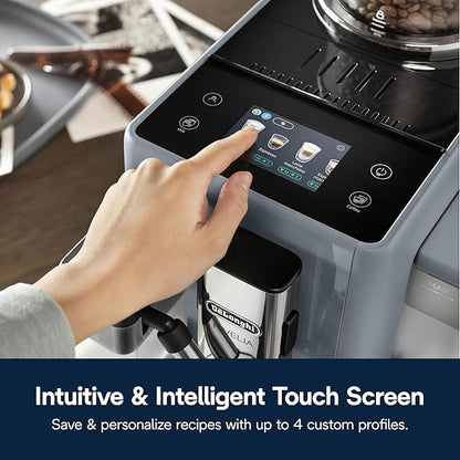 De'Longhi Rivelia Automatic Espresso Machine, Grinder & Frother, Easy Bean Switching, Pebble Gray