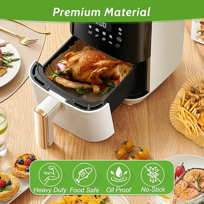 360 Pcs 6.5” Square Unbleached Heavy Duty Air Fryer Paper Liners Disposable, Non-Stick & Non-Leak Parchment Paper Liners for Airfryer Basket, Deep Fryer Parts & Accessories