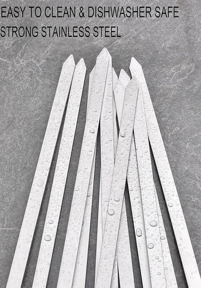 17-Inch Large Metal Barbecue Skewers,HONSHEN Heavy Stainless Steel 3/8 Inch Wide Blade with Hardwood Handle Long Flat BBQ Skewers for Grilling Meat,Chicken,Shrimp,Vegetables-Set of 12 (17 INCH)