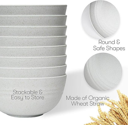 Wheat Straw Dinnerware Sets | Unbreakable Dinnerware Sets | Dishwasher Microwave Safe Dinnerware | Eco Friendly Non Breakable Dinnerware Sets | RV Outdoor Camping (Grey, Service for 8 (32 pcs))