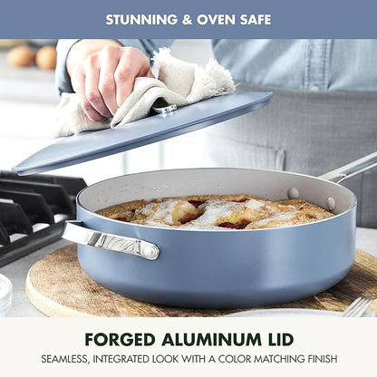 GreenPan Nova 10” Frying Pan Skillet and 4.37QT Sauté Pan with Lid, Oprah’s Favorite Things 2024, PFAS-Free Ceramic Nonstick, Induction Suitable, Sear, Fry, Broil, Dishwasher & Oven Safe, Ocean Blue