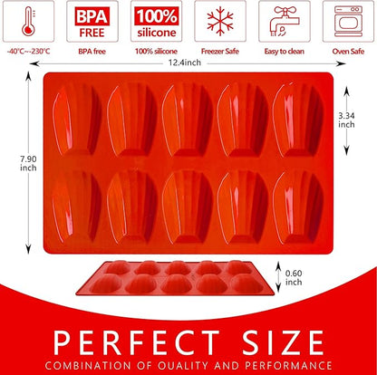 Madeleine Pans for Baking, Non-stick Silicone Madeleine Cookies Trays for Baking, 3Pcs Shell Shape Madeleine Mold Cake Pans (Regular(10-Cavity))