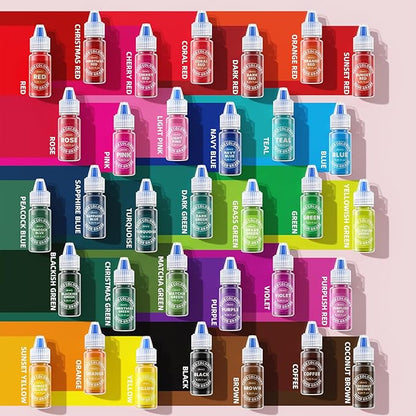 Food Coloring - 33 Food Grade Vibrant Colors Food Coloring Liquid Set, Food Dye Color for Baking, Icing, Cookie, Cake Decorating, Easter Egg, DIY Making Supplies Kit (0.25 Fl Oz (Pack of 33))