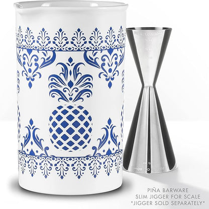PIÑA BARWARE Seamless Professional Porcelain Mixing Glass – 600mL / 20oz (Pineapple Hospitality Pattern, 4-Pack Commercial Bar Pack)