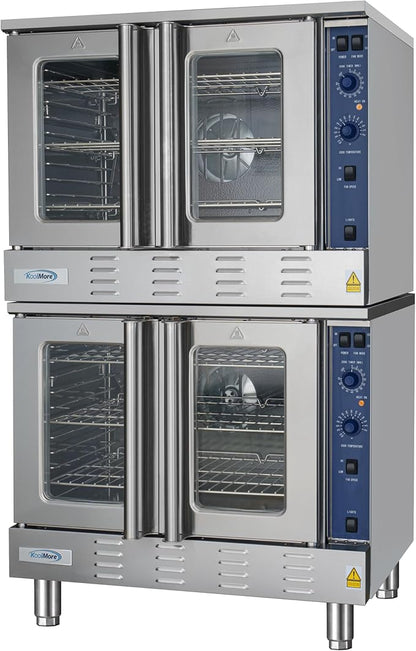 KoolMore 38 in. Full-Size Double Commercial Liquid Propane Convection Oven 108,000 BTU With Stacking And Casters in Stainless-Steel (KM-DCCO54-LPC)