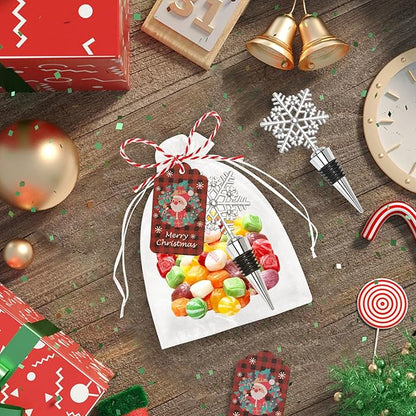 12Pcs Christmas Snowflake Wine Bottle Stopper Bulk Xmas Silver Wine Bottle Corkers Party Favors with Card and Ropes, for Winter Decoration Wedding Holiday Supplies Wine Accessories Gift for Hostess