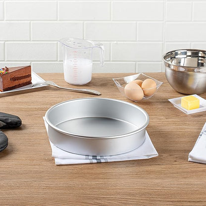 Restaurantware-Met Lux 9 x 2 Inch Straight-Sided Baking Tin, 1 Round Cake Pan - Oven-Ready, Freezable, Anodized Aluminum Round Baking Pan, Greaseproof, For Layer Birthday Cake