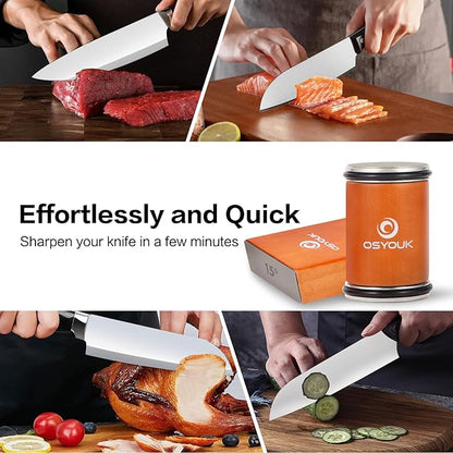 Knife Sharpener Tool- Afilador de cuchillos fácil -Rolling Knife Sharpeners Kit,Knife Sharpening with Diamonds and Ceramic, Magnetic Knife Sharpener, Offering 15°& 20° Magnetic Angles,Regalo del padre