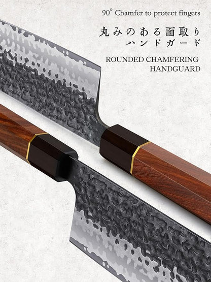 HOSHANHO 7 Inch Nakiri Knife, Japanese Hand Forged Asian Chopping Chef Knife, Professional Meat Vegetable Cleaver Kitchen Knife with Ergonomic Handle