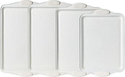 Country Kitchen Nonstick Stackable Bakeware Set - Heavy Duty, Durable, Easy Release Baking Set, Cream, 4 Pcs