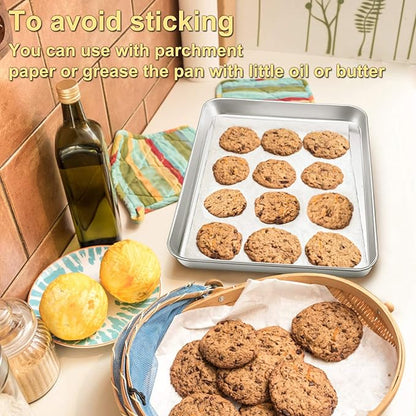 P&P CHEF 16 Inch Baking Cookie Sheet, Oven Pan Tray Stainless Steel Sheet Pan for Kitchen, Oven Bakeware for Multi Uses, Shiny Look & Dishwasher Safe, Healthy & Heavy Duty, 1Pc