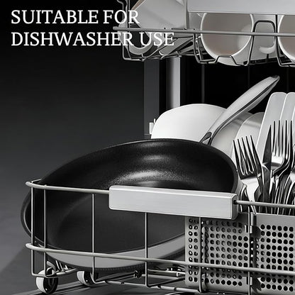 KITEXPERT Non Stick Frying Pans with Lid, 8" Titanium Ceramic Pan Nonstick Stainless Steel Skillet, PFAS PFOA & PTFE Free, Quick-Cool Handle, Dishwasher & Oven Safe, Compatible with All Cooktops