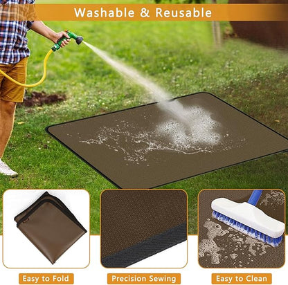 Anze Under Grill Mat for Outdoor Grill, 36x48 Inch Anti-Slip BBQ Floor Mats, Easy to Clean Reusable Fireproof Grill Pad, Oil-Proof Waterproof Protector for Indoor Fireplace Pit Mat Brown