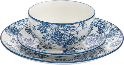 Godinger Dinnerware Set Banbury Porcelain Dinner Plate, Salad Plate, Soup Bowl - 12 Piece Set