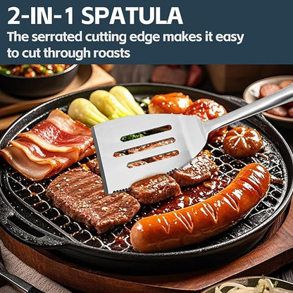 Heavy Duty Grill Tools Set Multi-Function Grill Set Accessories BBQ Set Premium Stainless Steel Spatula Fork & Tongs, Barbecue Utensils Tool Kit Gift for Men Women Grilling Lover Outdoor