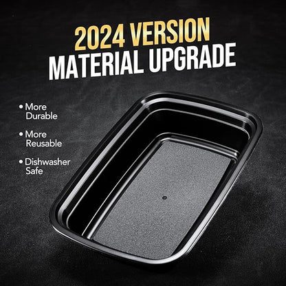 20-Piece (10-Pack) 16 OZ Meal Prep Containers Reusable with Lids, Sturdy Leakproof & Food Safe, Microwave, Freezer, Dishwasher Safe To Go Food Containers, Plastic Take Out Containers, Black