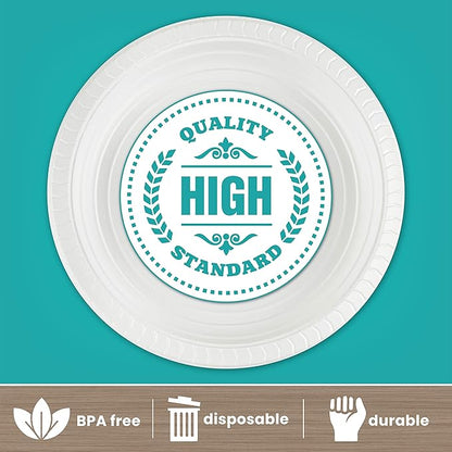 PLASTICPRO Round Plastic 12 ounce Bowls Microwaveable, Disposable, White, Dinnerware 100 Count