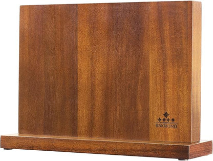 ENOKING Magnetic Knife Block 12.5 x 9 Inches, Double Side Magnetic Knife Holder Built in Three Powerful Magnets Strip, Acacia Wood Universal Knife Storage Organizer for Kitchen Counter