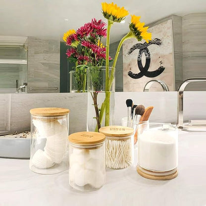 Urban Green Glass Storage Container Bamboo Lids, Glass Airtight Canisters sets, Food Jars, Pantry Organization and Storage Containers, Spice Jars, Flour Canisters of 6