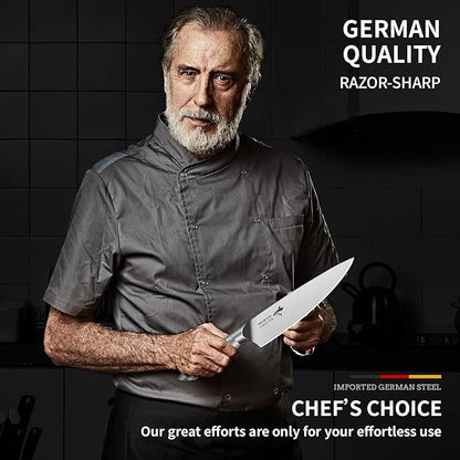 MAD SHARK 8 Inch Chef Knife, Professional Kitchen Knife with German High Carbon Steel, Ultra Sharp & Ergonomic Handle for Meat, Vegetables Cooking Knife for Mens, Mom & Dad Birthday Gifts (Gift Box)