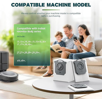 Vacuum Bags Replacement Compatible with iRobot Roomba i7, i7+, i3, i3+, i1+, i4, i4+, i6, i6+, j7, j7+, i8, i8+,s9, s9+ Plus, i & s & j Series Clean Base Automatic Dirt Disposal Bags, Pack of 6