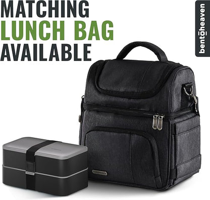 Bentoheaven Premium Bento Box Adult Lunch Box with Compartments for Women & Men, Set of Utensil & Chopsticks & Dip Container, Cute Japanese Kids Bento Lunch Box, Microwavable (Whispering Gray)
