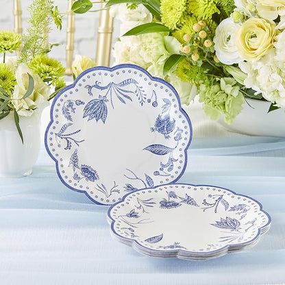 Kate Aspen Blue Willow Paper Plate and Napkin Set - Elegant Disposable Plates for Weddings, Something Blue Before I Do Bridal Shower Decorations, Baby Shower Plates, Tea Party Supplies - 62 Piece
