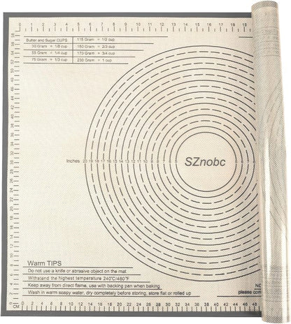 Extra Large Silicone Pastry Mat 34x26 Inch - Nonstick Baking Mats with Measurements, Great for Dough Rolling, Pastry, Pie Crust, Fondant, Cookies, Bread, Pasta, Pizza, Counter Mat