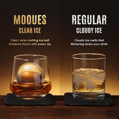 Clear Ice Ball Maker Mold, Whiskey Ice Cube Tray, 2.4 Inch Large Round Ice Molds for Cocktails Whisky Bourbon Liquor, Best Dad Ever Gifts for New Dad Husband Men who Have Everything