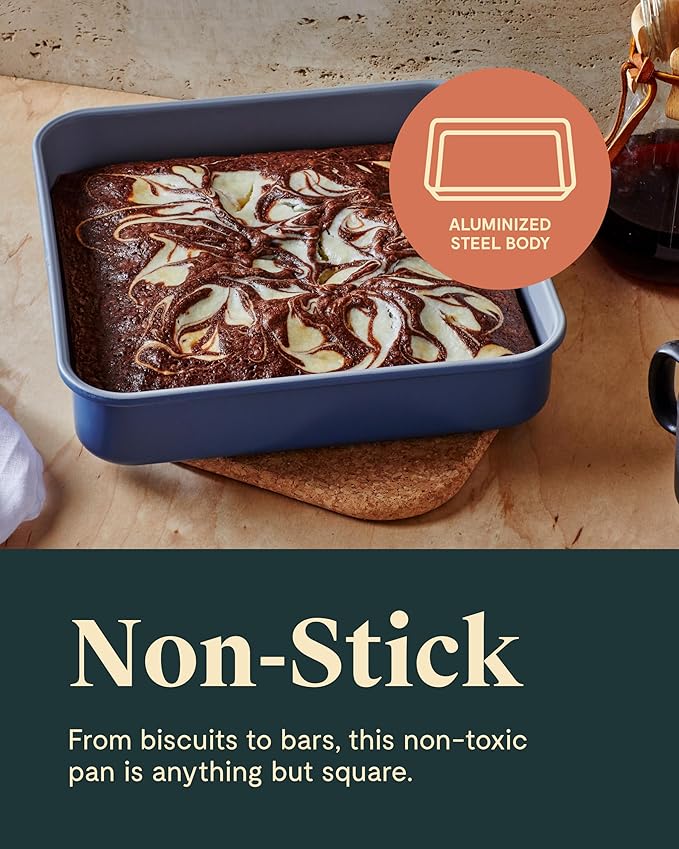 Caraway 9” Square Pan Duo - Non-Stick Ceramic Coating - Free From Forever Chemicals - Cake Pan Perfect for Brownies, Lemon Bars, & More - Sage