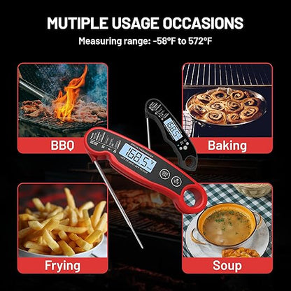 𝟮𝟬𝟮𝟱 𝙐𝙥𝙜𝙧𝙖𝙙𝙚𝙙 Instant Read Digital Meat Thermometer by puxyblue - 2 Pack Waterproof & Super Fast Food Thermometer Widely Used for Indoor & Outdoor Cook, Grill, Bake, BBQ, Candy Making