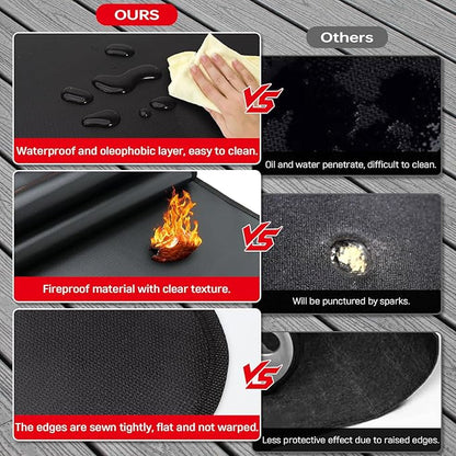 75 x 40 inch Under Grill Mats for Outdoor Grill, Double-Sided Fireproof, Oil and Waterproof Protective Mat for Grass and Deck, Outerdoor BBQ Fire Pit Fireplace Mat