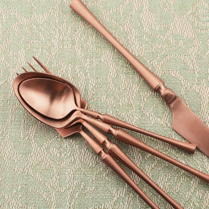 Gugrida Unique Flatware Set - 5 Piece Iridescent Silverware Sets | 18/10 Stainless Steel Reusable Cutlery Set | Luxury Rose Gold Utensils Service For 1 with Dessert Fork, Knife, Spoon, Dinner Fork