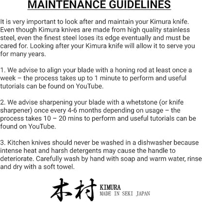 Kimura Chef Knife, [Made in Japan], 8 inch Professional Kitchen Knife, Ultra Sharp High Carbon Molybdenum Stainless Steel Gyuto Knife, Chefs Knife with Ergonomic Handle - Japanese Chef's Knife