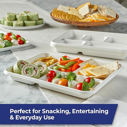 Hefty ECOSAVE Compostable 5-Compartment Paper Trays, 12 Count