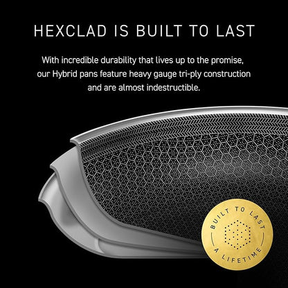 HexClad Hybrid Nonstick 8-Inch Frying Pan, Stay-Cool Handle, Dishwasher-Friendly, Oven-Safe Up to 900°F, Induction Ready, Compatible with All Cooktops