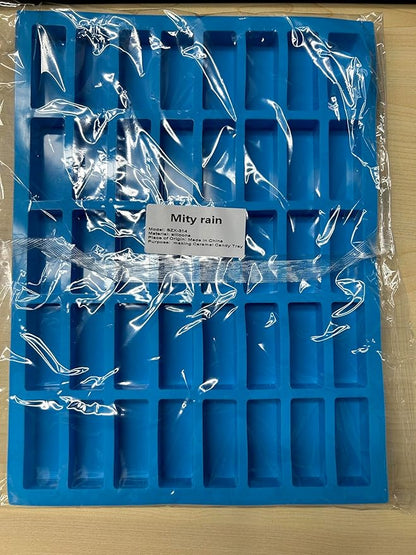 Mity rain 40 Cavities Rectangle Silicone Mold - Caramel Candy Trays Molds for Chocolate Truffles, Ganache, Jelly, Praline, Ice Cube Tray, Gummy(blue)