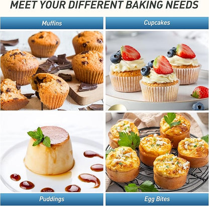 2 Pack 12 Cups Silicone Muffin Pan with Metal Reinforced Frame Regular Size Silicone Molds Cupcake Cake Baking Pans Cookie Baking Chocoflan Cupcake Mold Muffin Tin Tart Pans Necessities Cookware