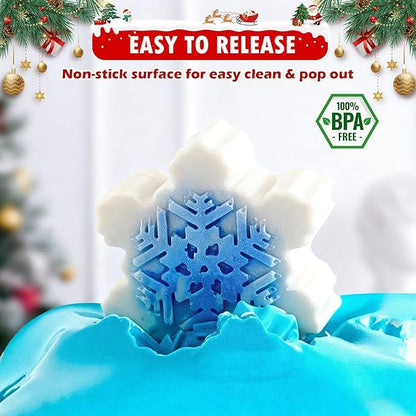 HKNMTT Snowflake Christmas Silicone Mold 12 Cavity 6 Shapes for Holiday Soap Chocolate Cocoa Bomb Ice Candy Oreo Covered Jello Xmas Winter Wax, Oven Safe Baking Frozen Moulds DIY Candle Craft Set