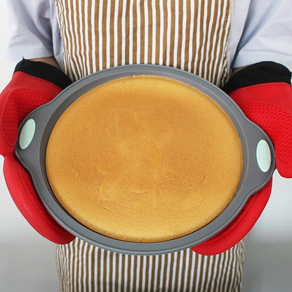 To encounter 9 Inch Silicone Round Cake Pans, 2 Pack Nonstick Silicone Baking Pans Set, Food Grade Cake Molds, with Metal Reinforced Frame More Strength