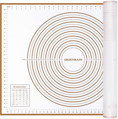Silicone Pastry Mat Extra Thick Large Non Stick Baking Supplies Kitchen Counter Cooking Rolling Dough Sheet Pie Crust Sourdough Bread Oven Liner with Measurement (XXL-24''(W)*32''(L), 3#Gold)