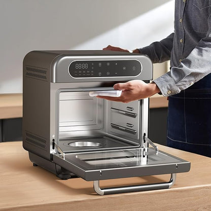 CIARRA 8-in-1 Steam Oven Countertop with Air Fryer, 13QT Mini Convection Toaster Oven with Steam, Rapid Steam, Air Fry, Vapor Bake, Steam Clean, Bake, Dried, Ferment, Grey