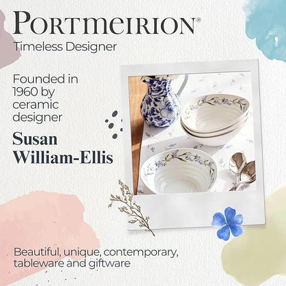 Portmeirion Sophie Conran Lavandula Cereal Bowls, Set of 4 – Ripple Design Floral Porcelain Serving Bowls for Soup, Salad, Dessert & Ice Cream – Stackable Lavender 7.5-Inch Everyday Dinnerware