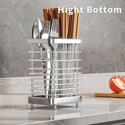 Kitchen Utensil Drying Rack,304 Stainless Steel Chopsticks Spoon Fork Knife Drainer Basket Flatware Storage Drainer, Dish Drainer for Kitchen Counter