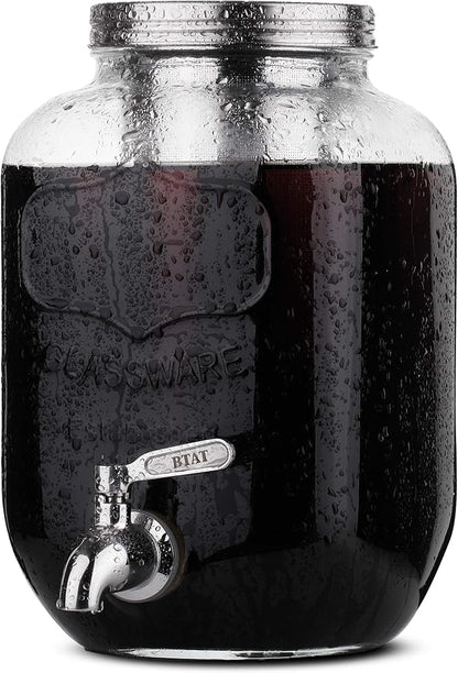 BTaT- Cold Brew Coffee Maker, 1 Gallon Mason Jars Drink Dispenser, Gallon Cold Brew Coffee Maker, Iced Tea Maker, Cold Brew Coffee Carafe, Beverage Dispenser, Glass Dispenser, Cold Brew System