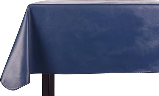 Yourtablecloth Heavy Duty Vinyl Rectangle or Square Tablecloth – 6 Gauge Heavy Duty Tablecloth – Flannel Backed – Wipeable Tablecloth 52 x 90 Navy